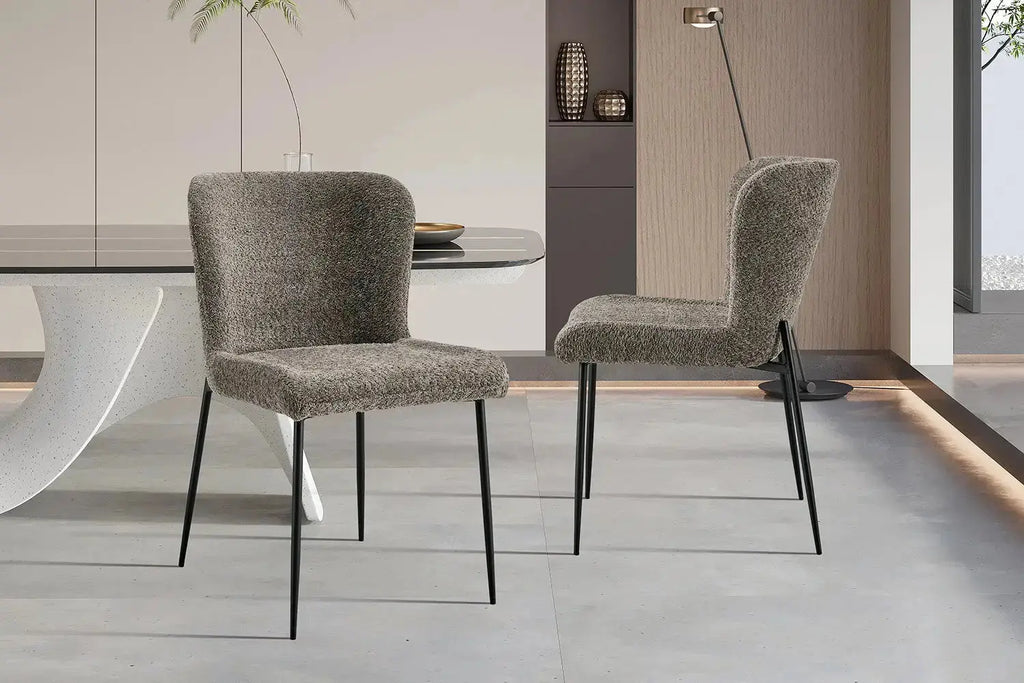 Chaise de salle à manger LISE Bouclé Sable – 58 x 52 cm | TIKAYLA
