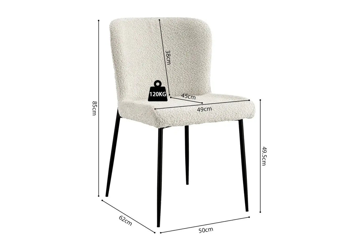 Chaise de salle à manger LISE Bouclé Écru – 58 x 52 cm | TIKAYLA