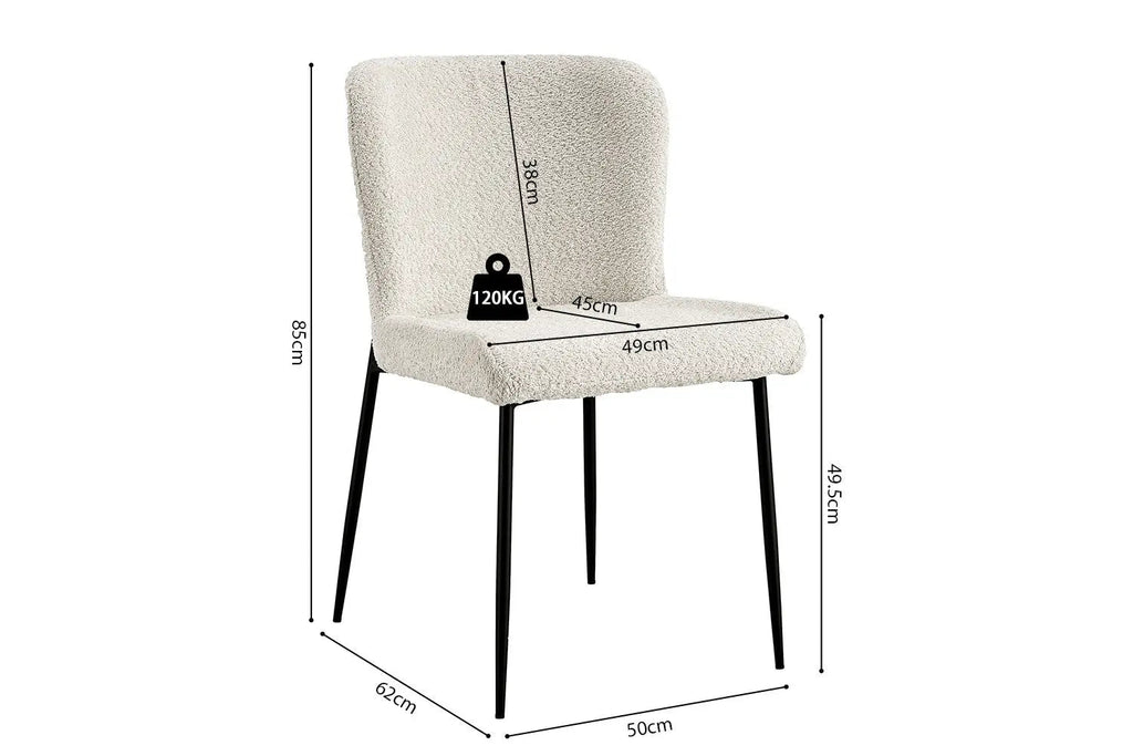 Chaise de salle à manger LISE Bouclé Écru – 58 x 52 cm | TIKAYLA