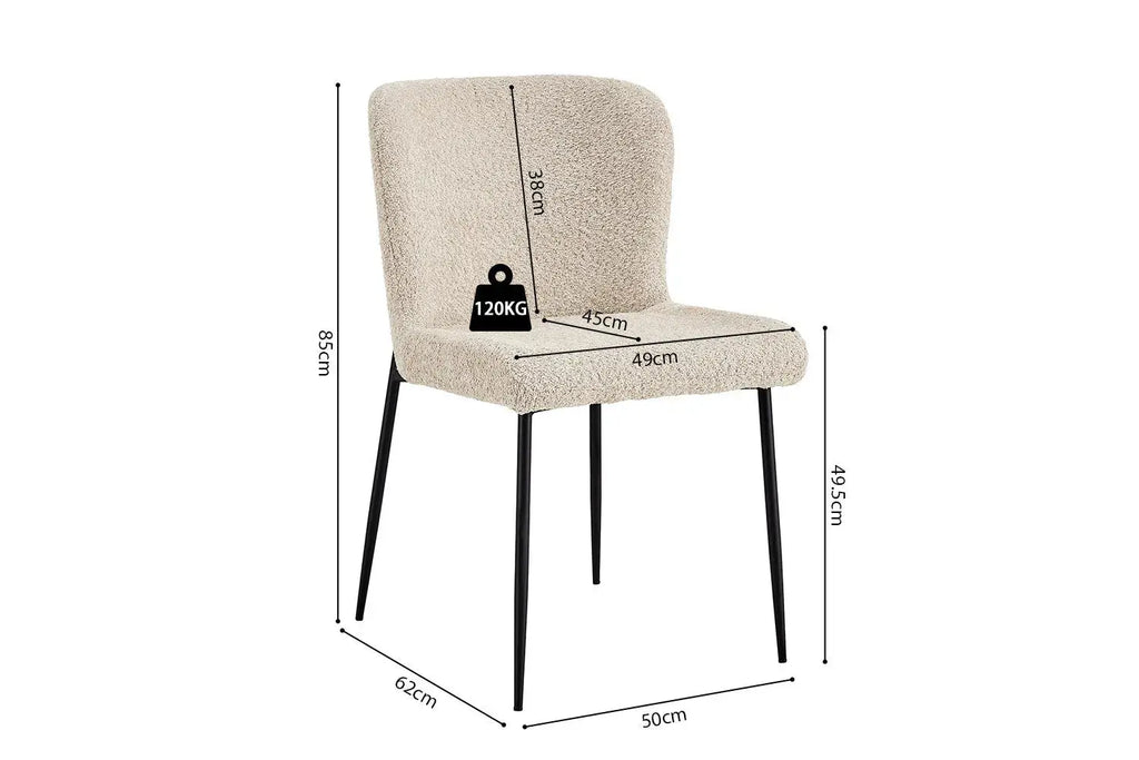 Chaise de salle à manger LISE Bouclé Beige – 58 x 52 cm | TIKAYLA