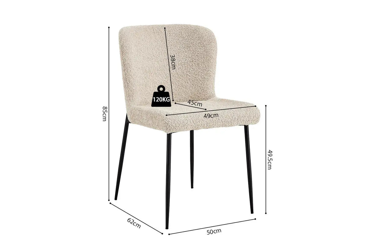 Chaise de salle à manger LISE Bouclé Beige – 58 x 52 cm | TIKAYLA
