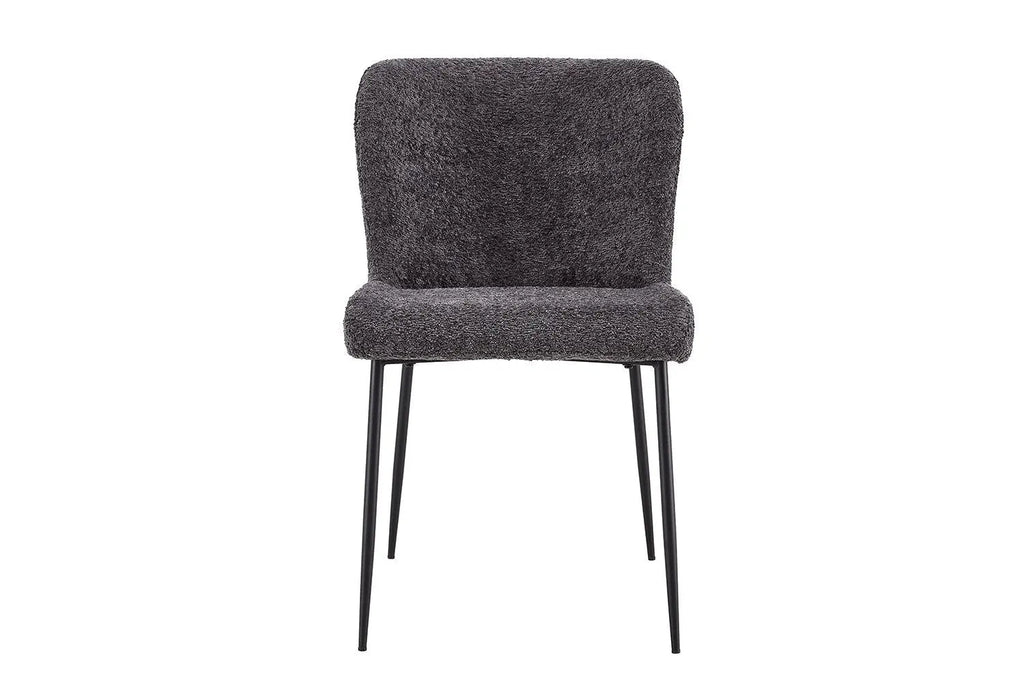 Chaise de salle à manger LISE Bouclé Gris foncé – 58 x 52 cm | TIKAYLA