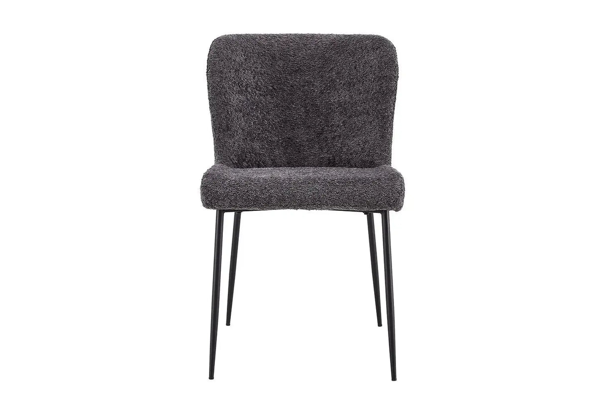 Chaise de salle à manger LISE Bouclé Gris foncé – 58 x 52 cm | TIKAYLA