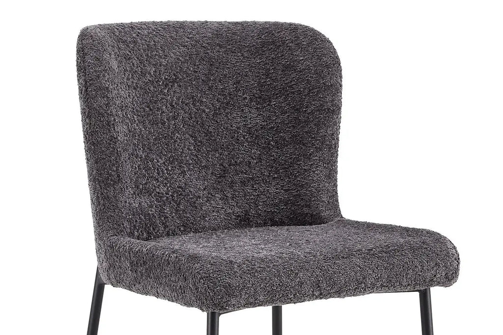 Chaise de salle à manger LISE Bouclé Gris foncé – 58 x 52 cm | TIKAYLA