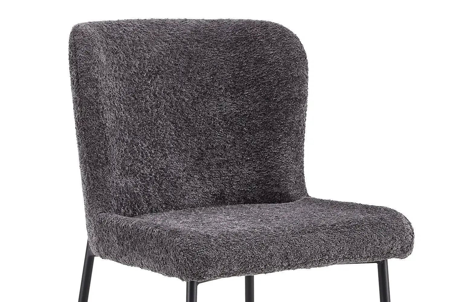 Chaise de salle à manger LISE Bouclé Gris foncé – 58 x 52 cm | TIKAYLA