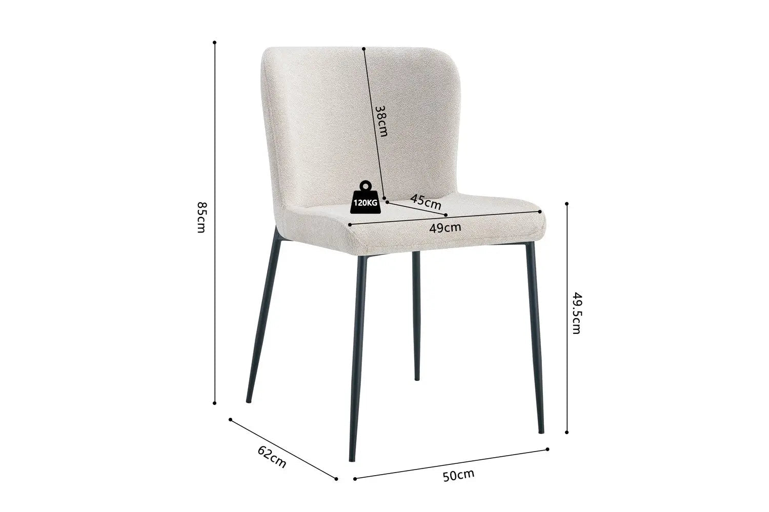 Chaise de salle à manger LISE Beige – 58 x 52 cm | TIKAYLA