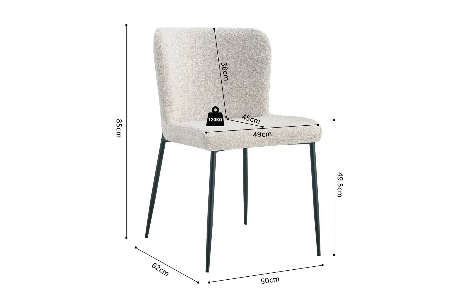 Chaise de salle à manger LISE Beige – 58 x 52 cm | TIKAYLA