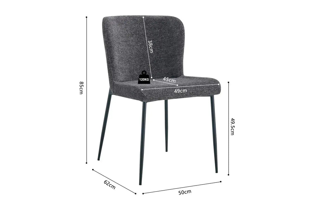 Chaise de salle à manger LISE Gris foncé – 58 x 52 cm | TIKAYLA