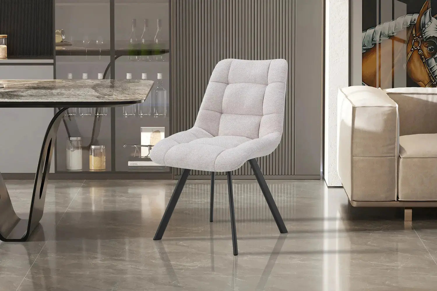 Chaise de salle à manger LUIZI Beige – 52 x 61,5 cm | TIKAYLA