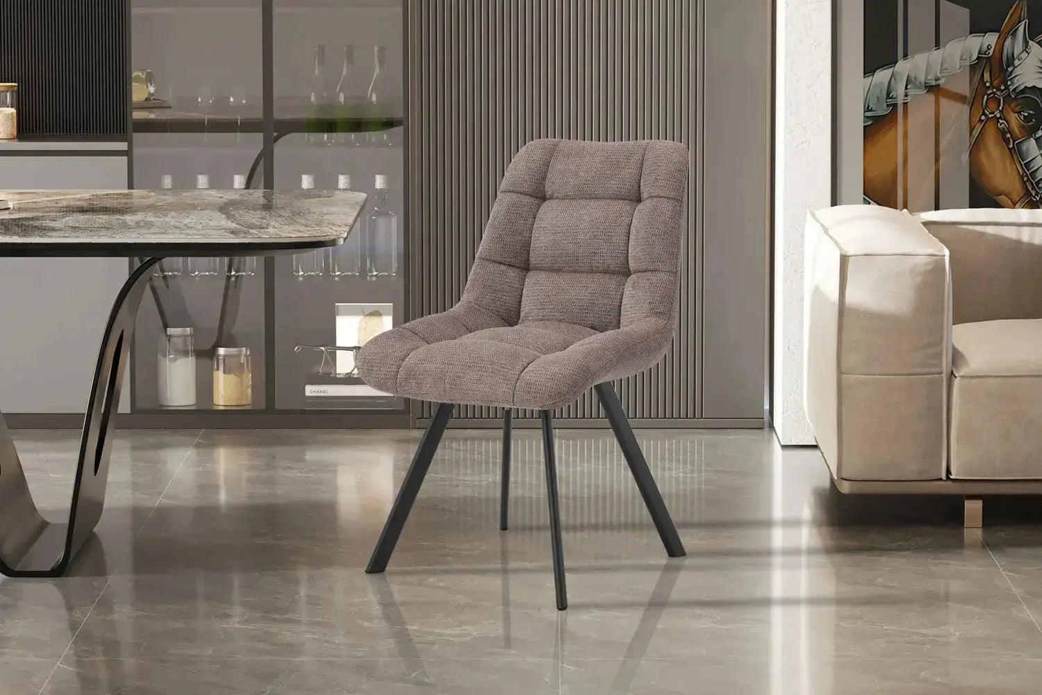 Chaise de salle à manger LUIZI Poivre – 52 x 61,5 cm | TIKAYLA