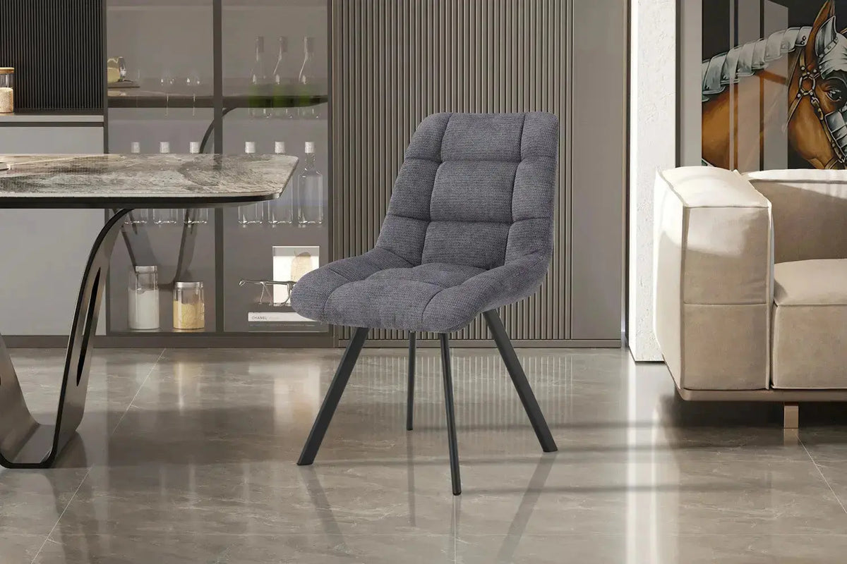 Chaise de salle à manger LUIZI Gris foncé – 52 x 61,5 cm | TIKAYLA