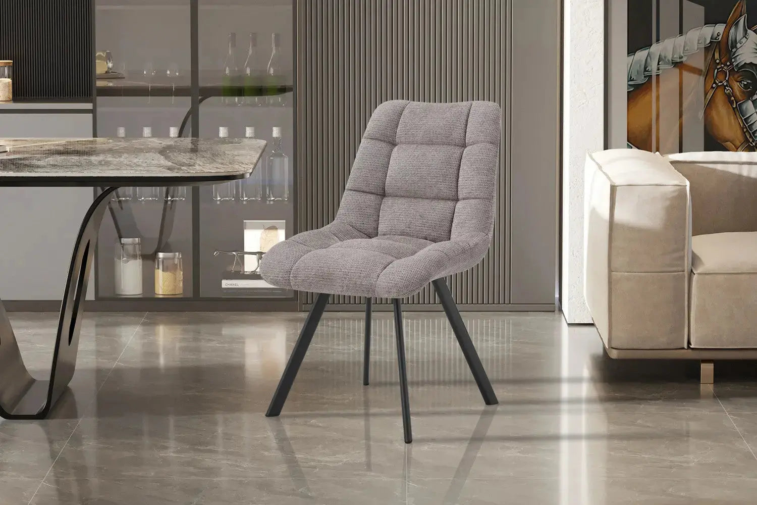 Chaise de salle à manger LUIZI Gris clair – 52 x 61,5 cm | TIKAYLA