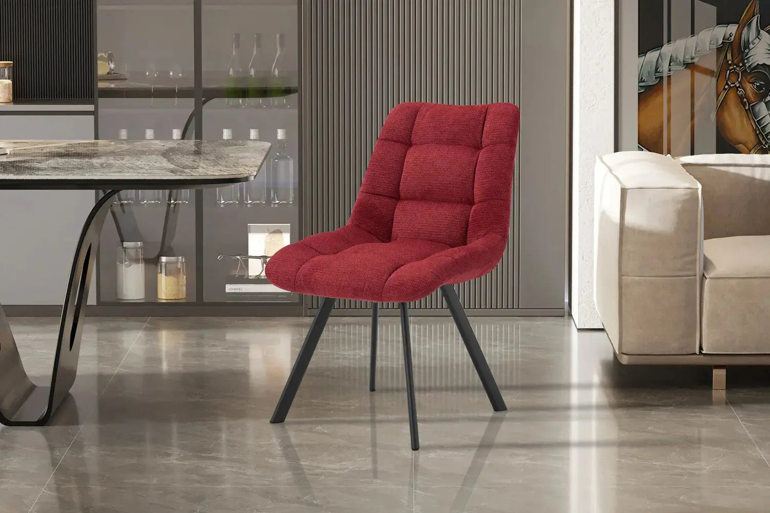 Chaise de salle à manger LUIZI Rouge – 52 x 61,5 cm | TIKAYLA