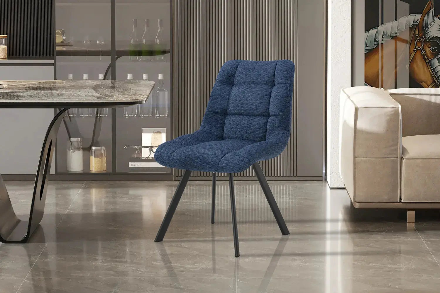 Chaise de salle à manger LUIZI Bleu – 52 x 61,5 cm | TIKAYLA