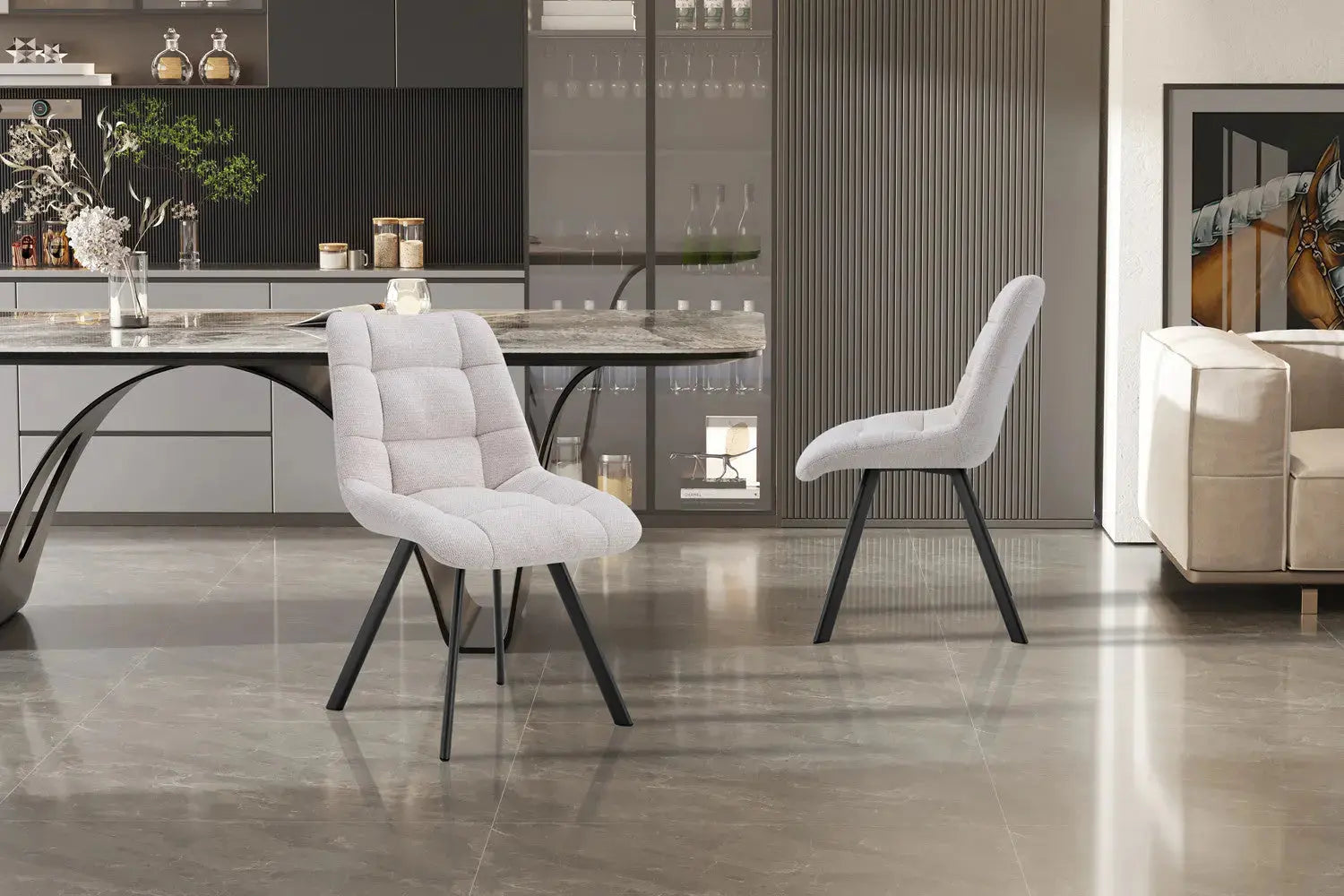 Chaise de salle à manger LUIZI Beige – 52 x 61,5 cm | TIKAYLA