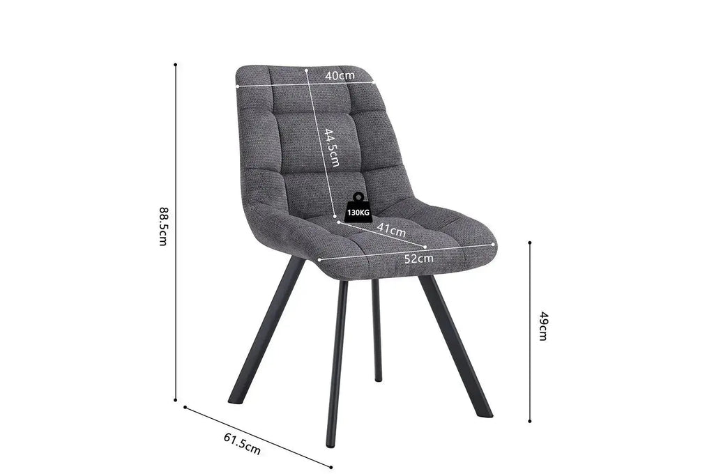 Chaise de salle à manger LUIZI Gris foncé – 52 x 61,5 cm | TIKAYLA