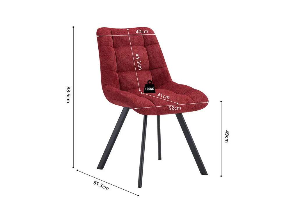 Chaise de salle à manger LUIZI Rouge – 52 x 61,5 cm | TIKAYLA