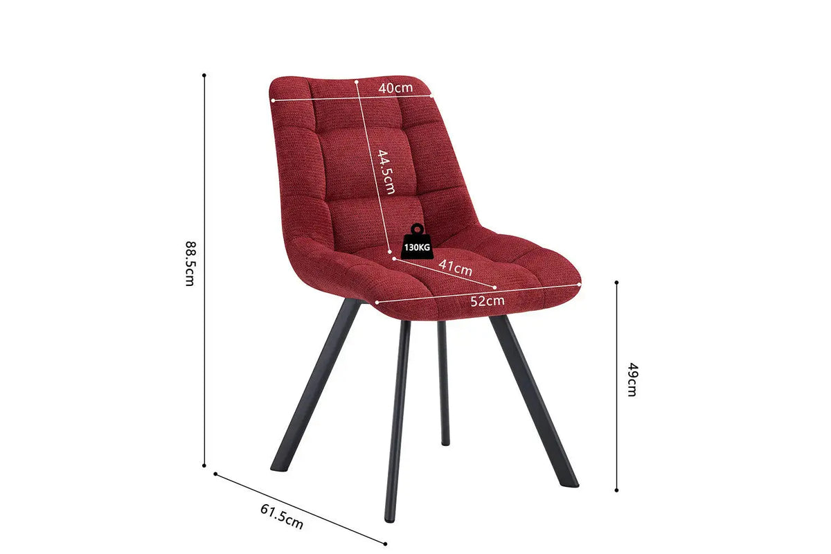 Chaise de salle à manger LUIZI Rouge – 52 x 61,5 cm | TIKAYLA