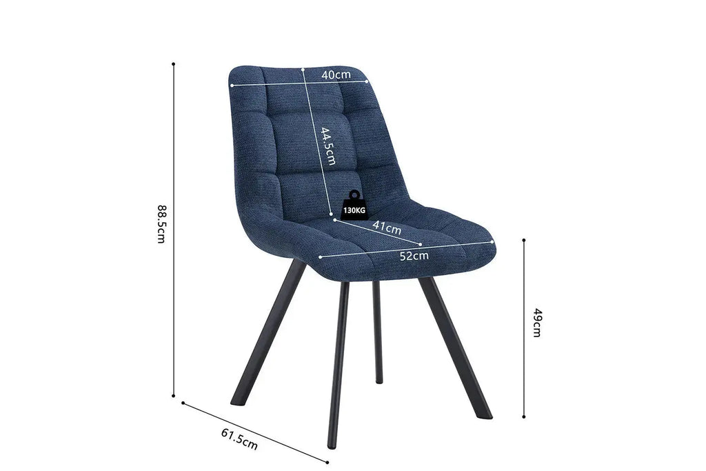 Chaise de salle à manger LUIZI Bleu – 52 x 61,5 cm | TIKAYLA