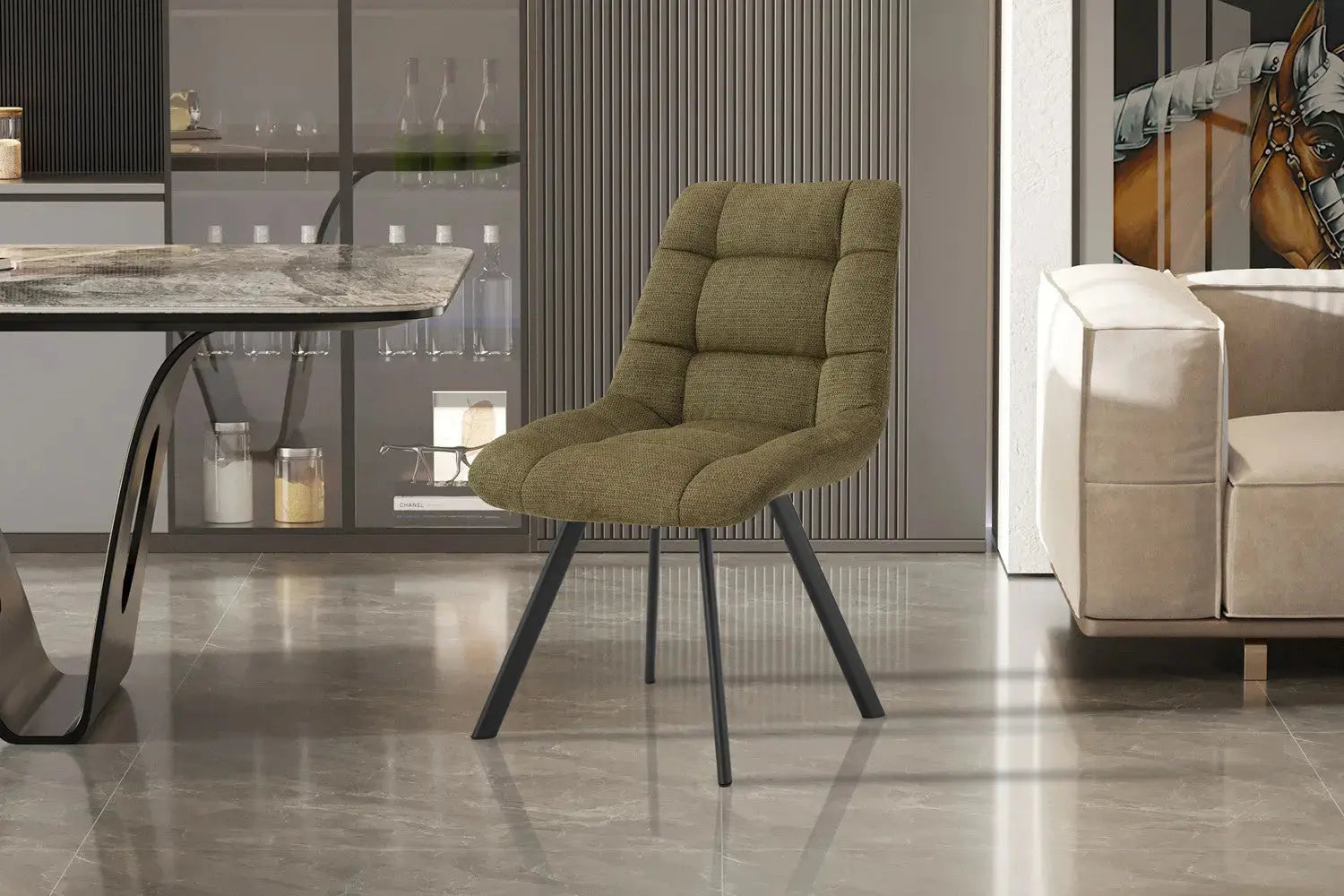 Chaise de salle à manger LUIZI Vert – 52 x 61,5 cm | TIKAYLA
