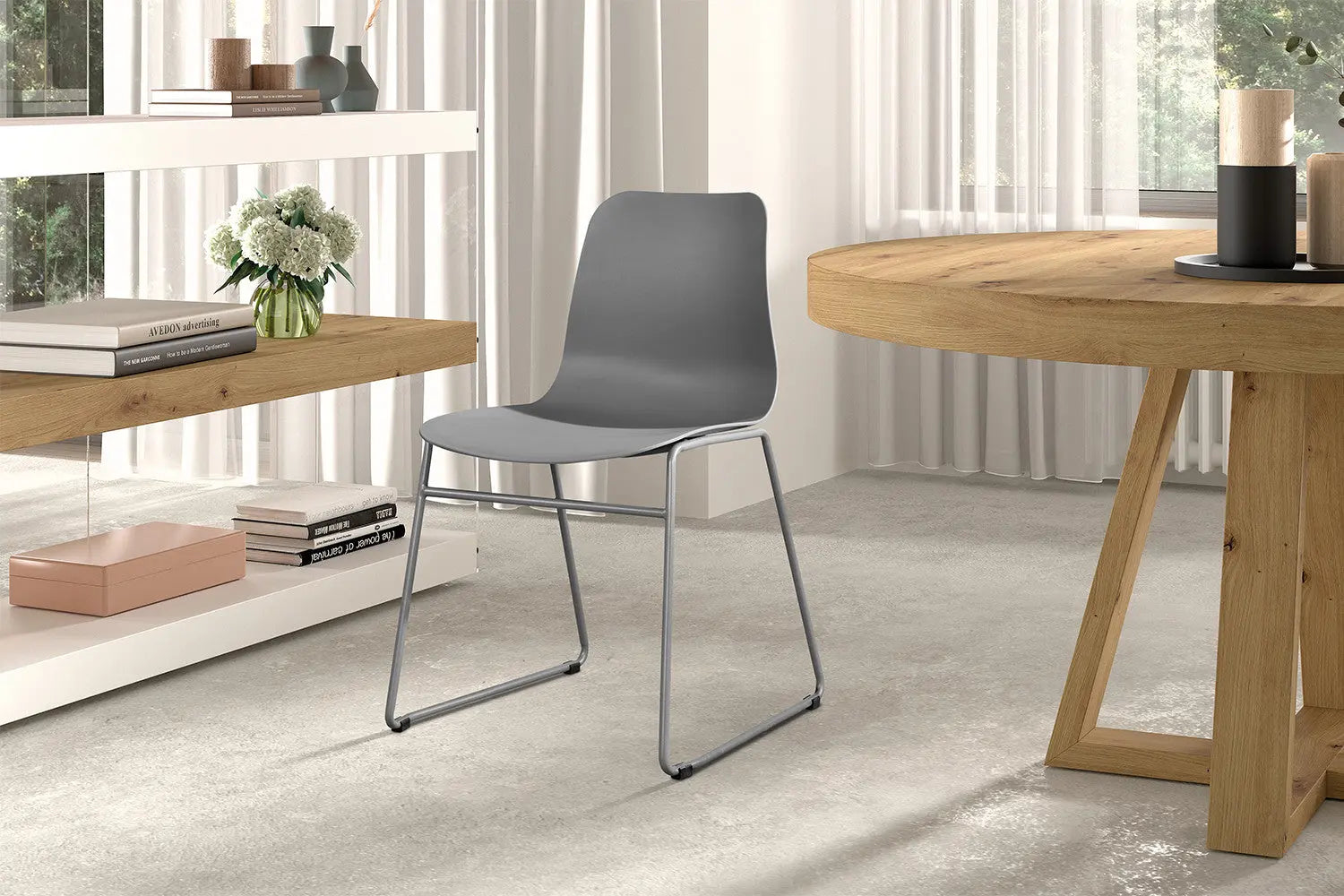 Chaise de salle à manger MARYA Gris polypropylène – 52 x 44 cm | TIKAYLA