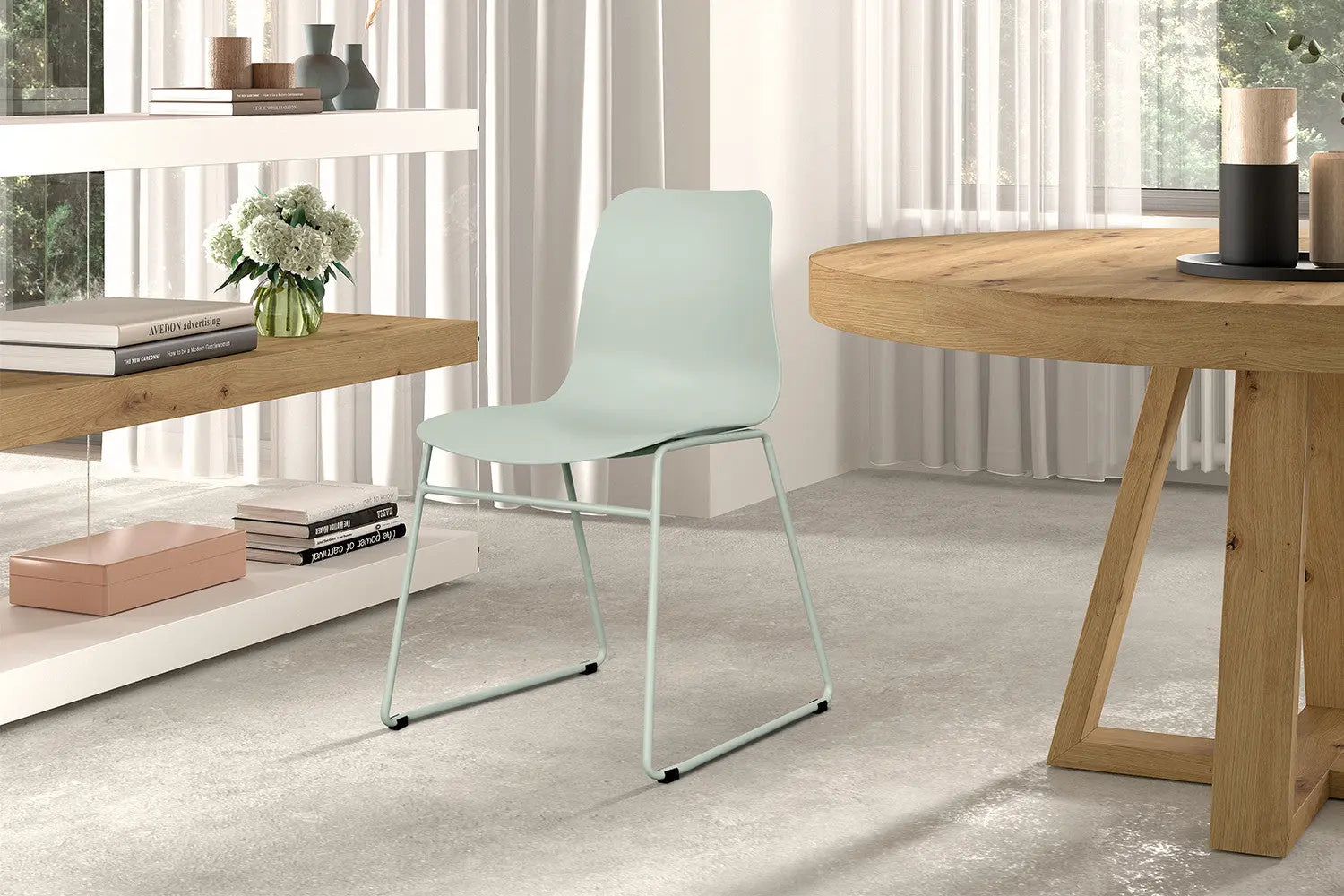 Chaise de salle à manger MARYA Gris vert polypropylène – 52 x 44 cm | TIKAYLA