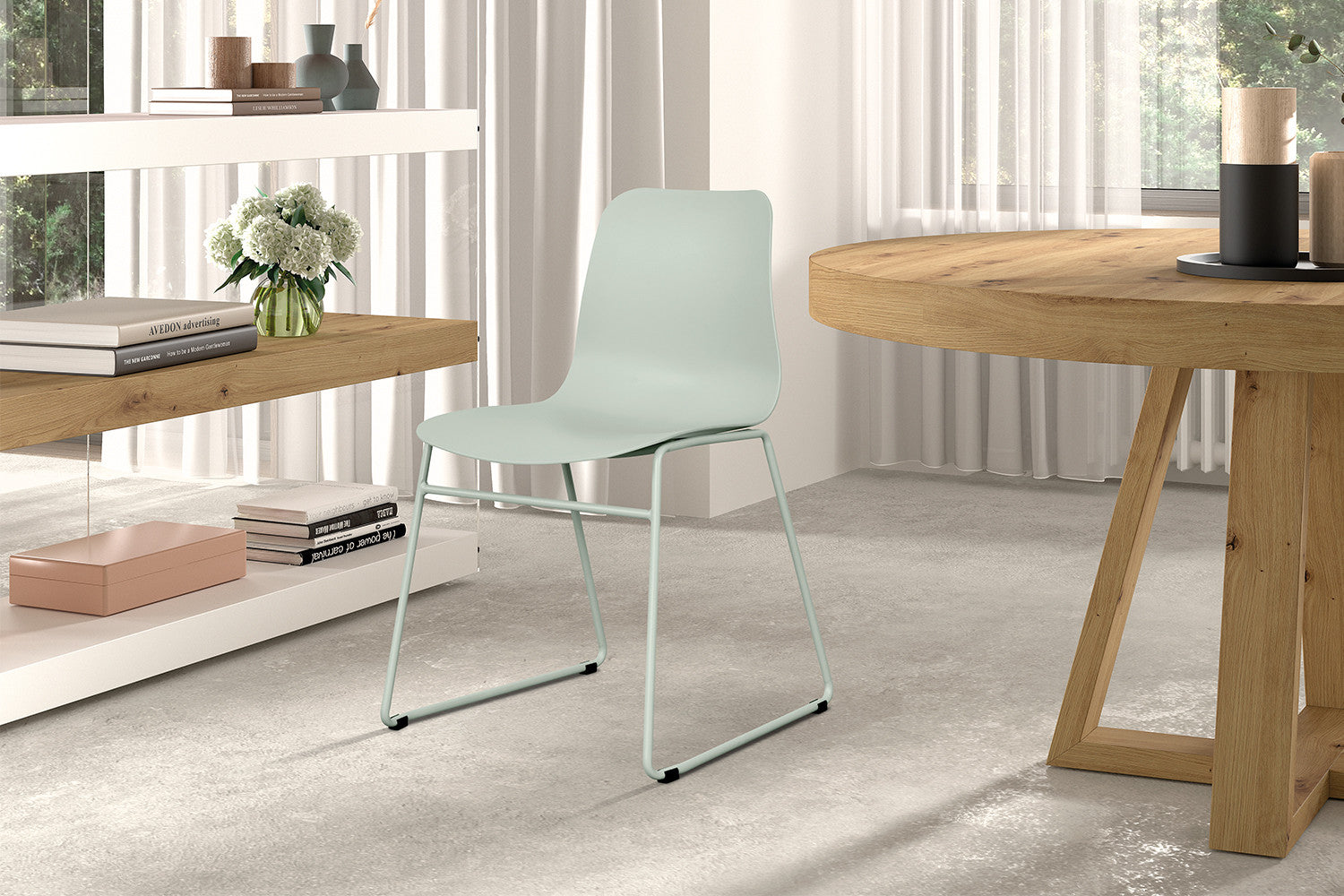 Chaise de salle à manger MARYA Gris vert polypropylène – 52 x 44 cm | TIKAYLA