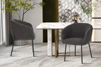 Chaise de salle à manger SAVINA Bouclé Gris avec accoudoirs – 57 x 62 cm | TIKAYLA