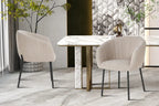 Chaise de salle à manger SAVINA Bouclé Sable avec accoudoirs – 57 x 62 cm | TIKAYLA