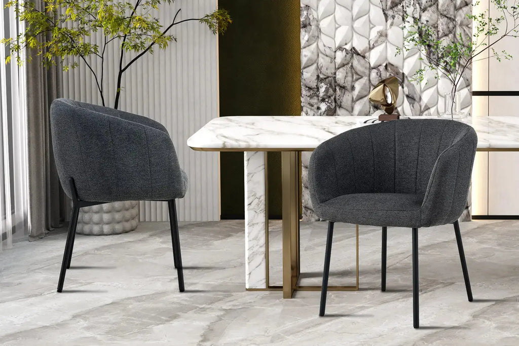 Chaise de salle à manger SAVINA Gris foncé avec accoudoirs – 57 x 62 cm | TIKAYLA