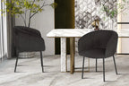 Chaise de salle à manger SAVINA Velours côtelé Gris avec accoudoirs – 57 x 62 cm | TIKAYLA