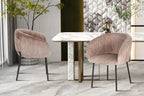 Chaise de salle à manger SAVINA Velours côtelé Sable avec accoudoirs – 57 x 62 cm | TIKAYLA