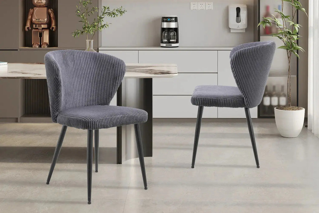 Chaise de salle à manger TONYO Gris velours côtelé – 54 x 55 cm | TIKAYLA