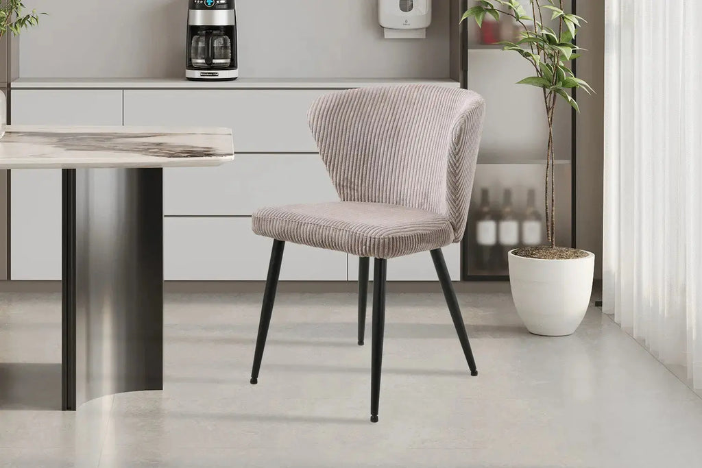 Chaise de salle à manger TONYO Sable velours côtelé – 54 x 55 cm | TIKAYLA