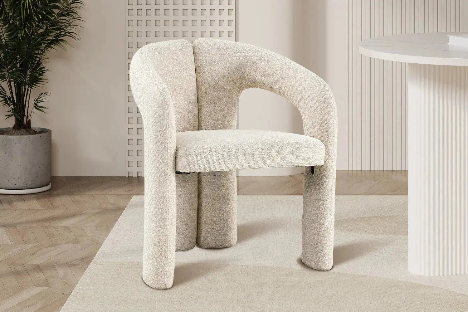 Chaise de salle à manger BEJAYA Écru avec accoudoirs – 63 x 62 cm | TIKAYLA