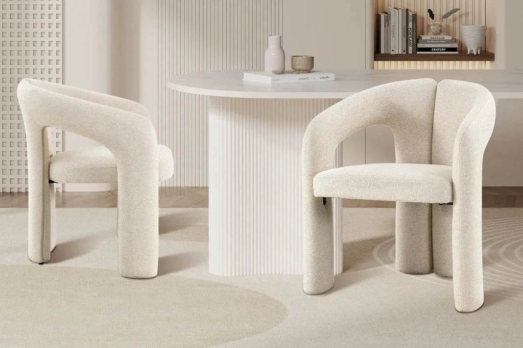Chaise de salle à manger BEJAYA Écru avec accoudoirs – 63 x 62 cm | TIKAYLA