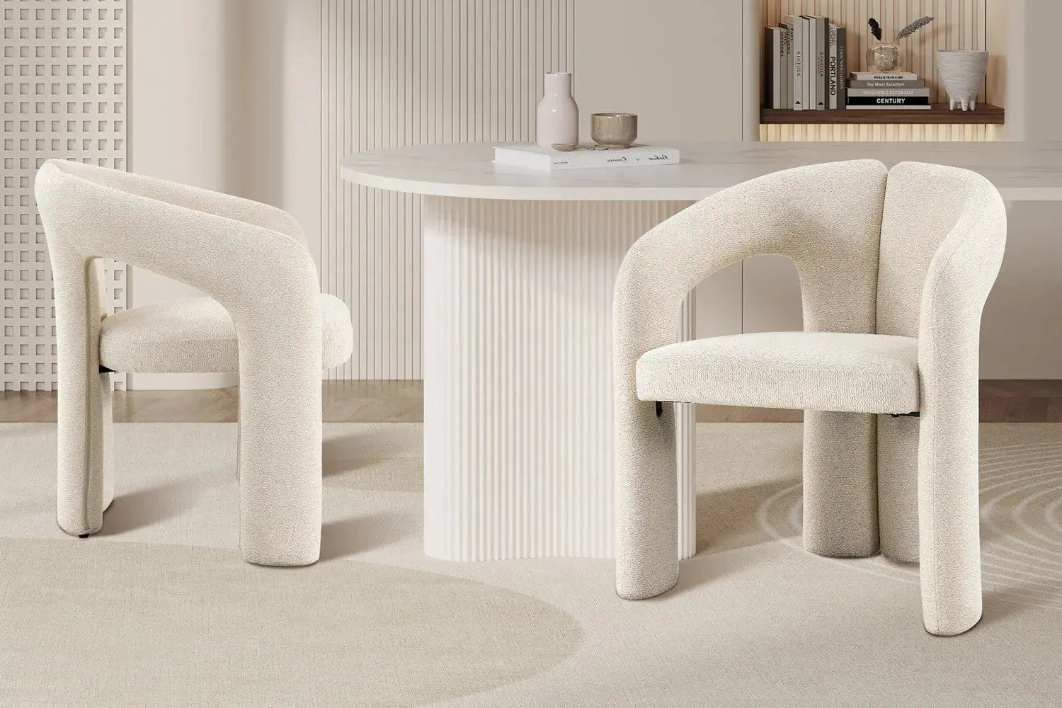 Chaise de salle à manger BEJAYA Écru avec accoudoirs – 63 x 62 cm | TIKAYLA