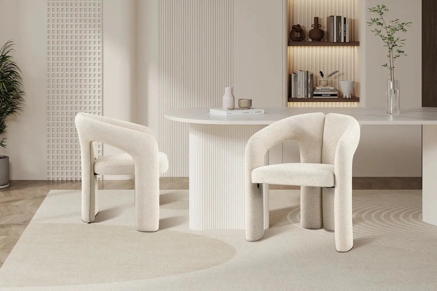 Chaise de salle à manger BEJAYA Écru avec accoudoirs – 63 x 62 cm | TIKAYLA