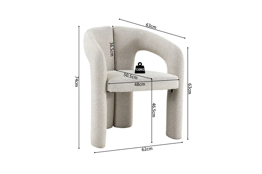 Chaise de salle à manger BEJAYA Beige avec accoudoirs – 63 x 62 cm | TIKAYLA