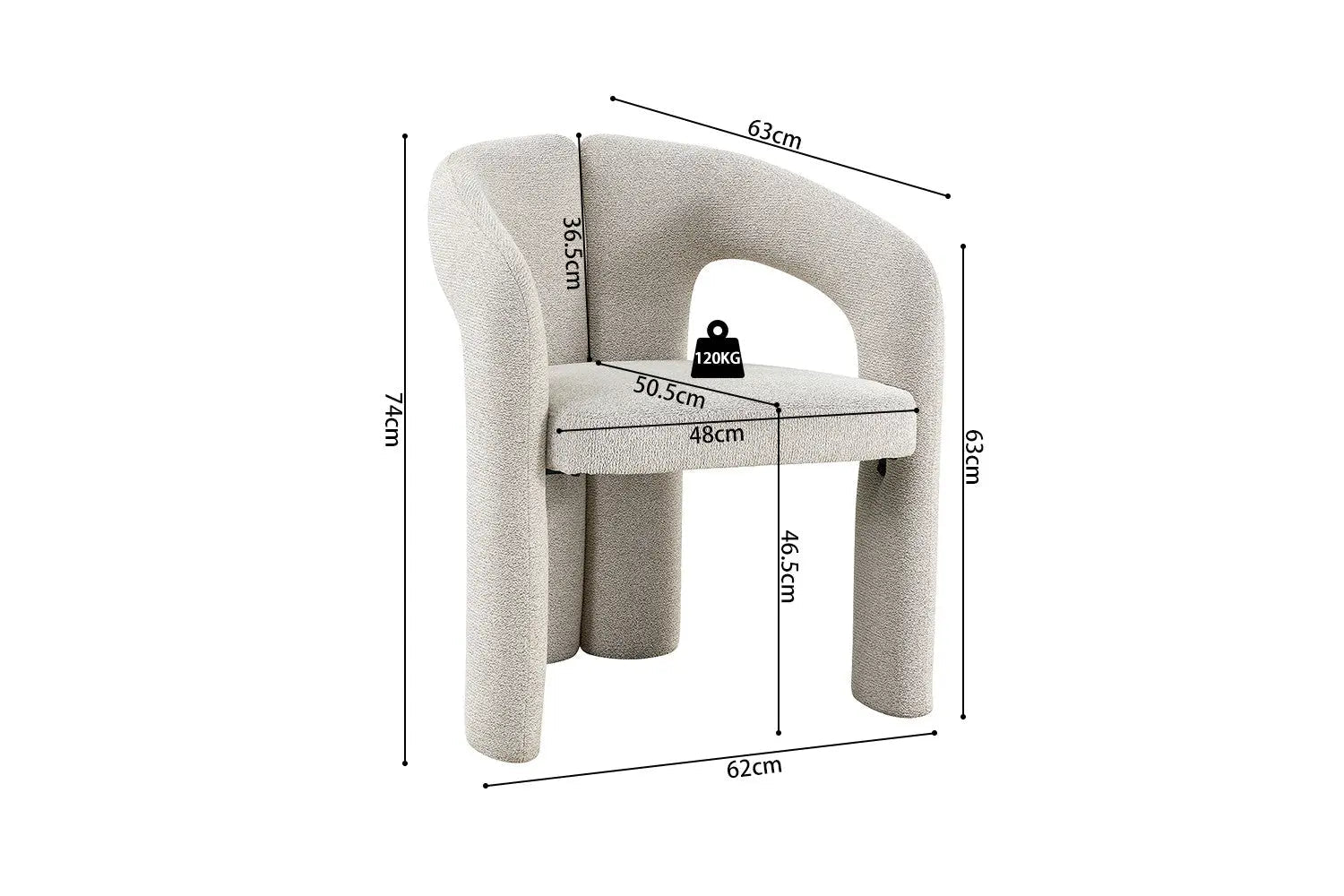 Chaise de salle à manger BEJAYA Beige avec accoudoirs – 63 x 62 cm | TIKAYLA
