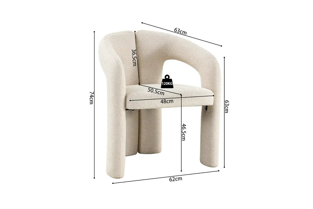 Chaise de salle à manger BEJAYA Écru avec accoudoirs – 63 x 62 cm | TIKAYLA