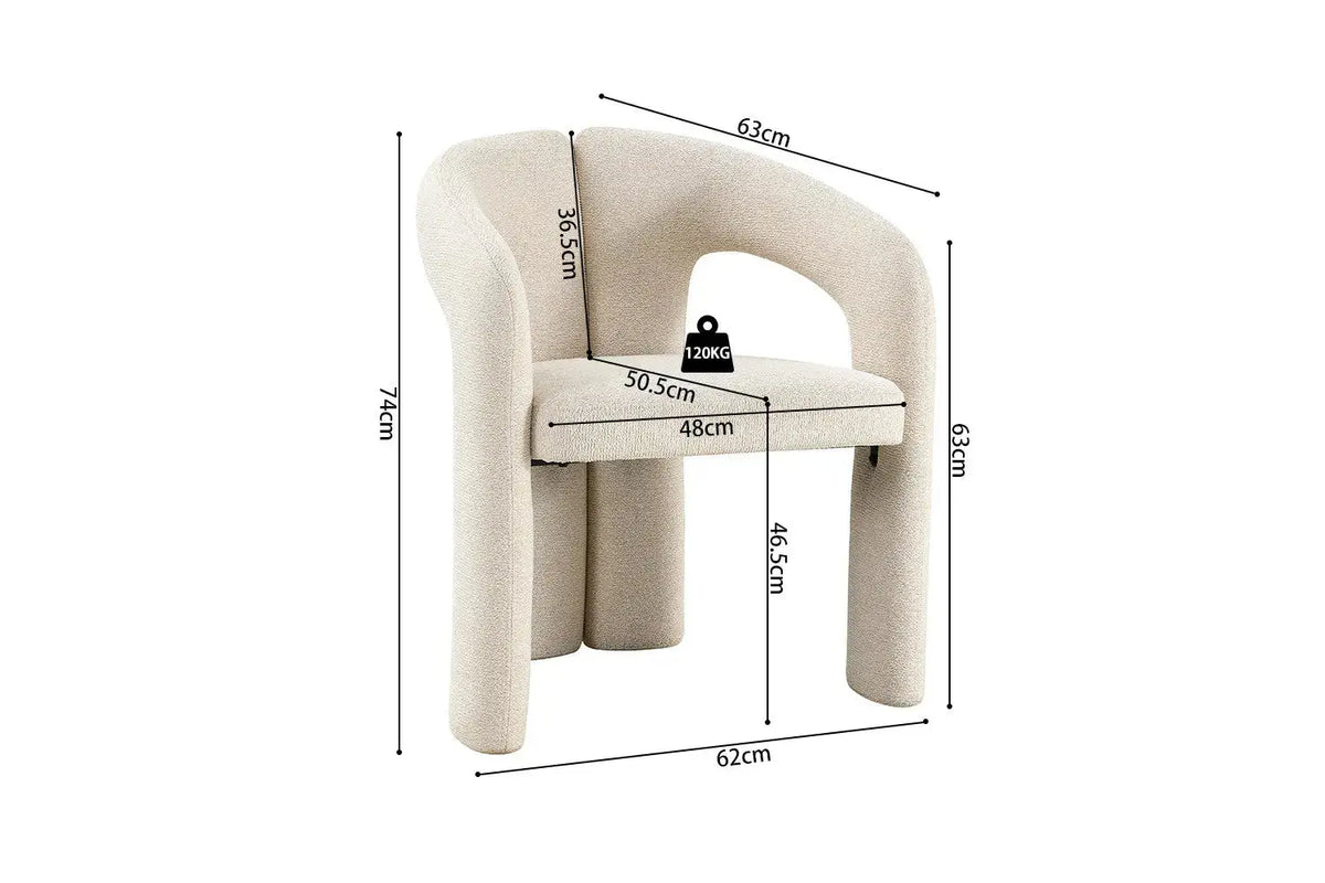 Chaise de salle à manger BEJAYA Écru avec accoudoirs – 63 x 62 cm | TIKAYLA