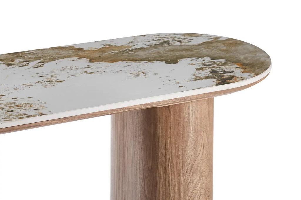 Console AVORA avec Plateau en Pierre Brillante Beige - 120 x 40 cm TIKOYA