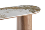 Console AVORA avec plateau en pierre brillante beige - 120 x 40 cm | TIKAYLA