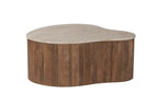 ELY - Table basse en Bois de Manguier avec un plateau en Travertin Beige - 83 cm ROUSSEAU
