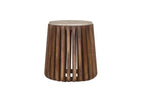 EYAN - Table basse Ronde en Bois de manguier avec plateau effet Travertin Beige - 40 cm ROUSSEAU