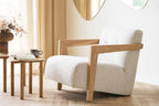 Fauteuil avec accoudoirs CARACAS en chêne et tissu beige - 88 x 72 cm | TIKAYLA