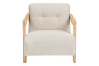 Fauteuil avec accoudoirs CARACAS en chêne et tissu beige - 88 x 72 cm | TIKAYLA