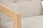 Fauteuil avec accoudoirs CARACAS en chêne et tissu beige - 88 x 72 cm | TIKAYLA