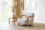 Fauteuil avec accoudoirs CARACAS en chêne et tissu beige - 88 x 72 cm | TIKAYLA